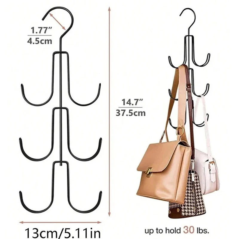 Rotating Metal Purse Hanger Organizer | Closet Handbag Holder