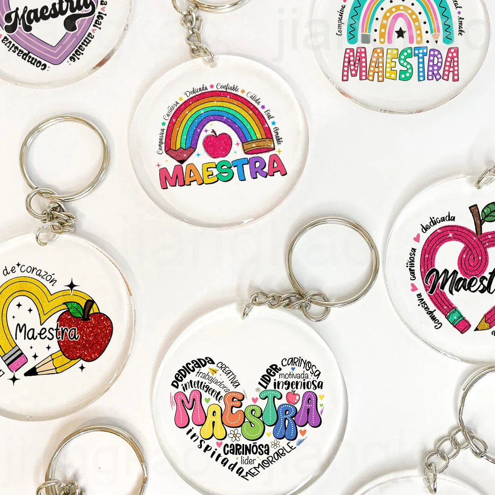 Rainbow Maestra Heart Acrylic Keychain | Teacher Gift