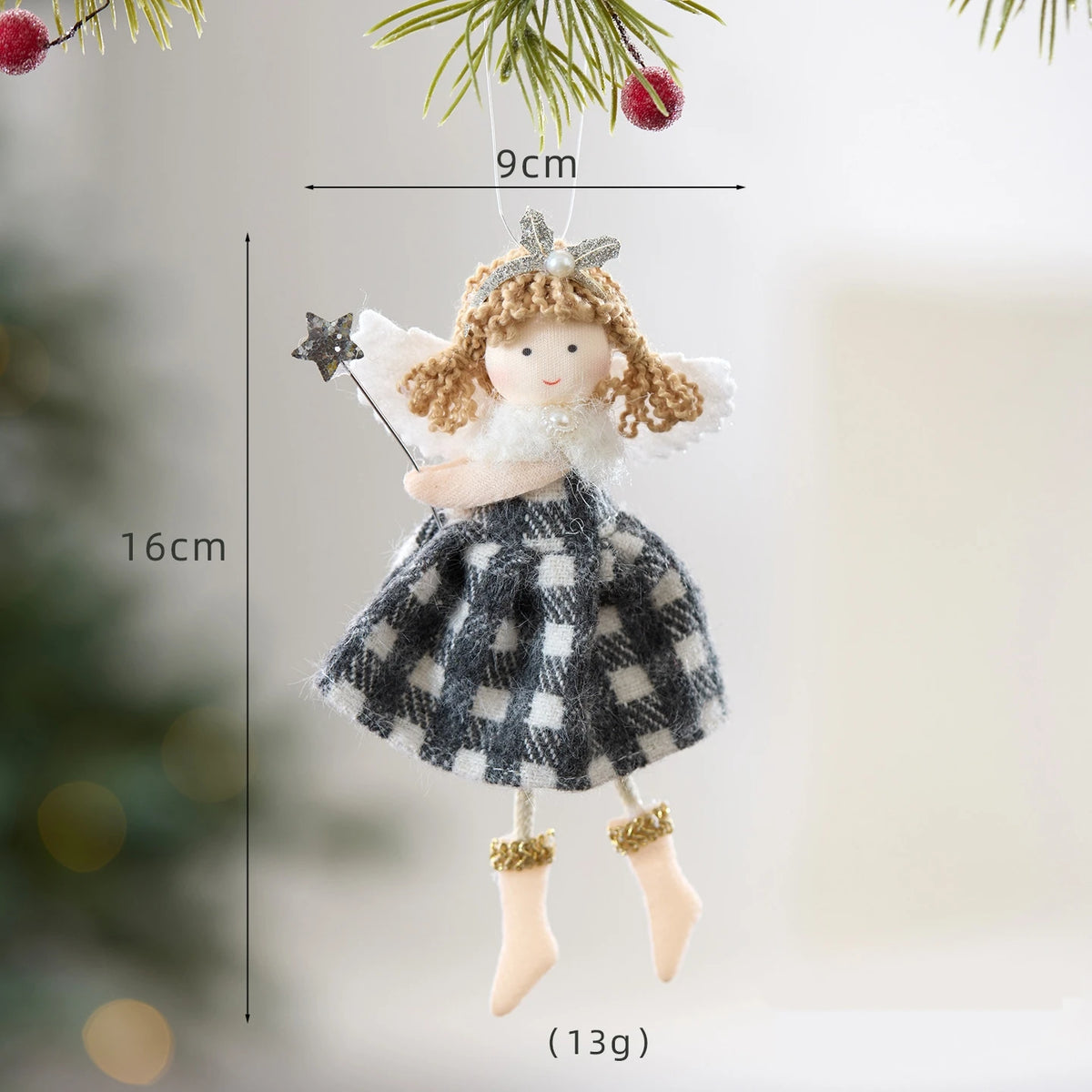 Angel Girl Christmas Tree Ornament – Fabric Doll Pendant