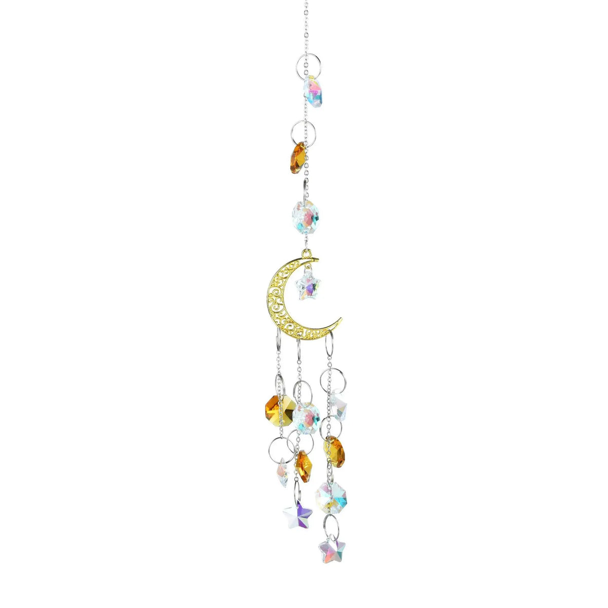 Crystal Moon Pentagram Suncatcher Pendant | Window & Garden Decor