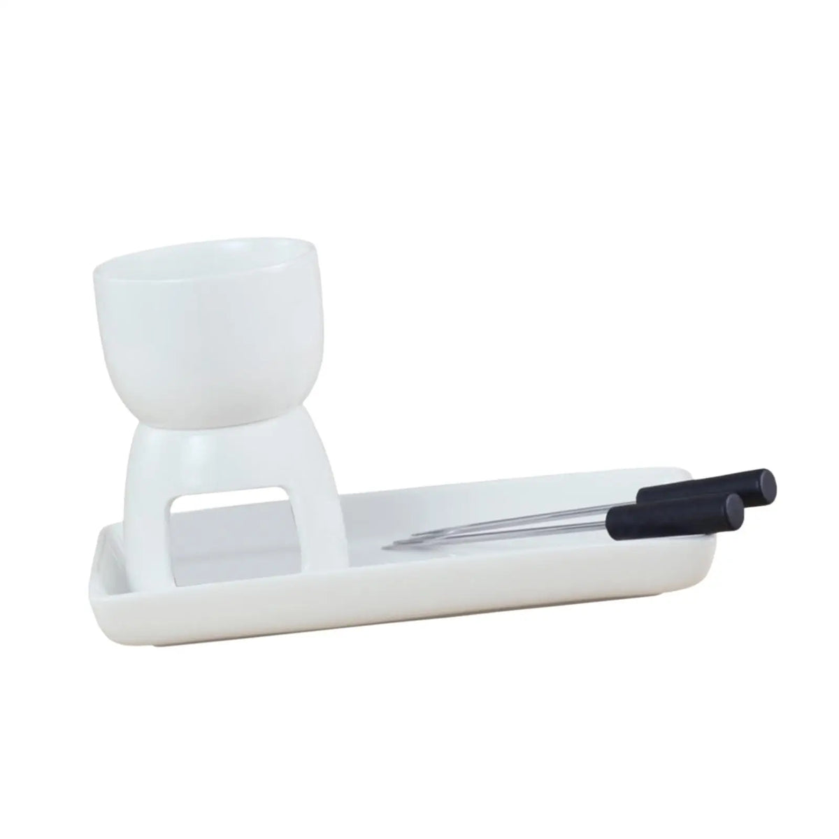 Porcelain Fondue Pot Set with Tray & Forks – Chocolate Cheese