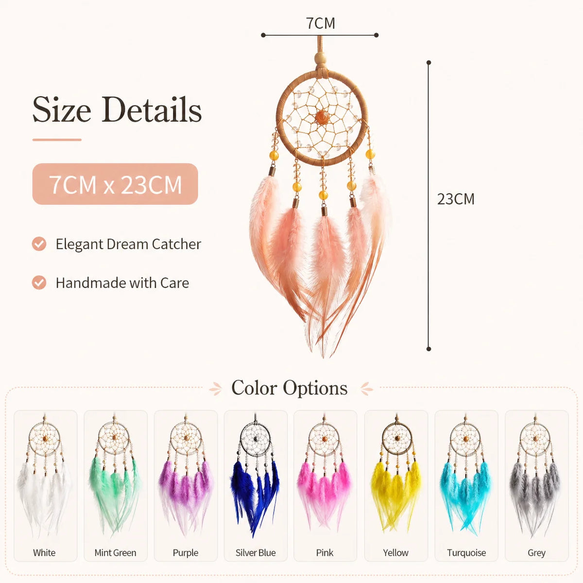 Boho Dream Catcher Ornament – Crystal Beads & Feathers Décor