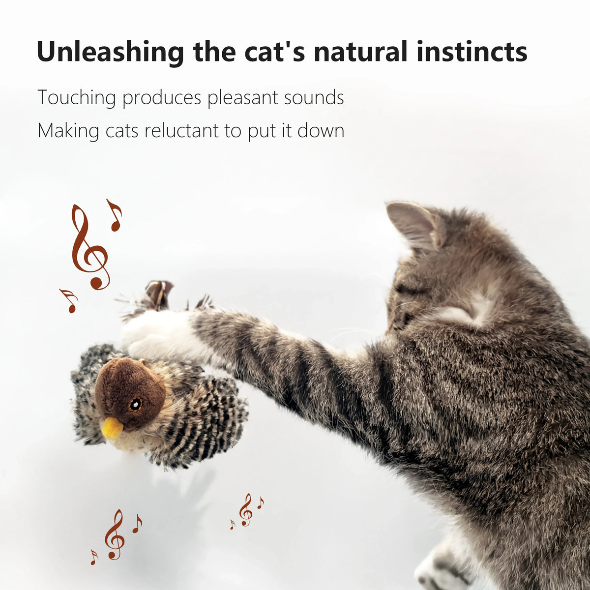 Electric Bird-Chirping Plush Cat Toy – Feather Teaser