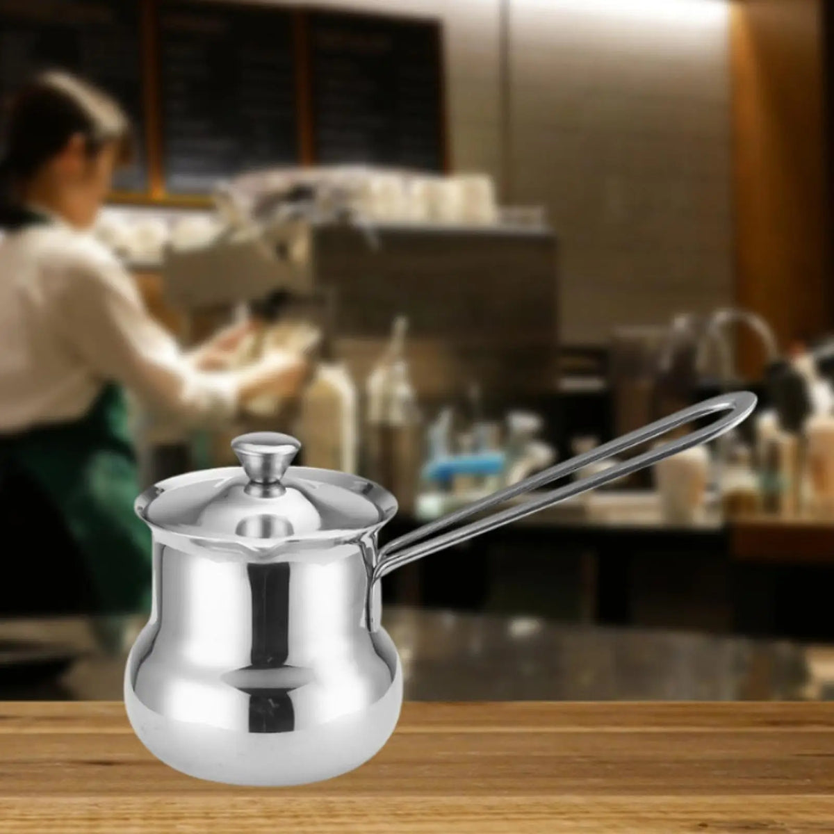 Stainless Steel Turkish Coffee Pot – Long Handle Milk Warmer