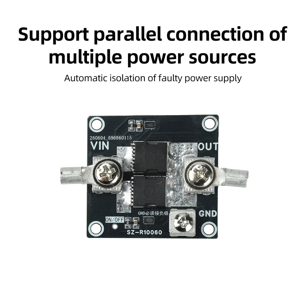DC 5–100V 50A/60A Ideal Diode Module | Solar & Battery Protection