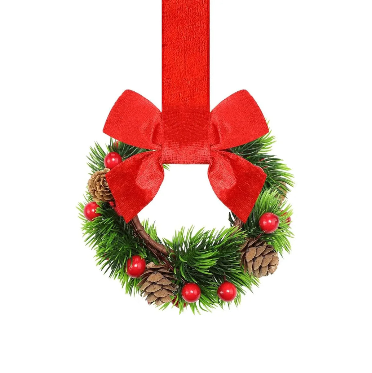 Mini Christmas Wreath with Red Berries | Festive Holiday Decor