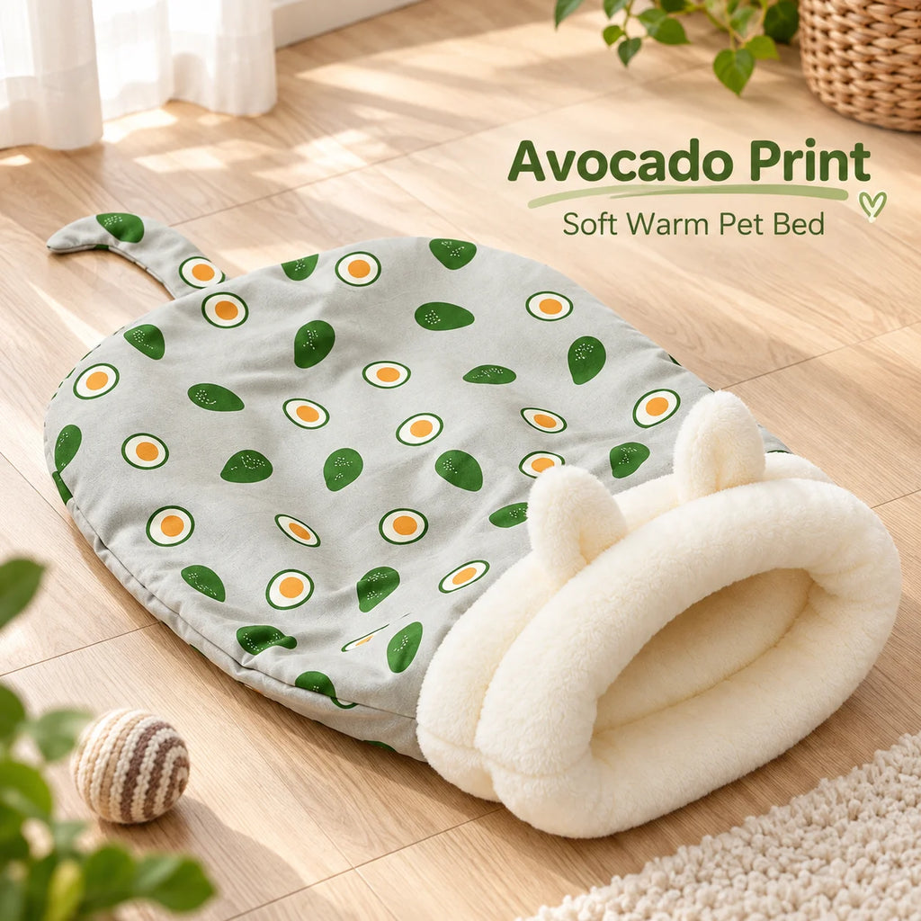 Warm Plush Cat Sleeping Bag – Cozy Cave Pet Bed with Ear Design