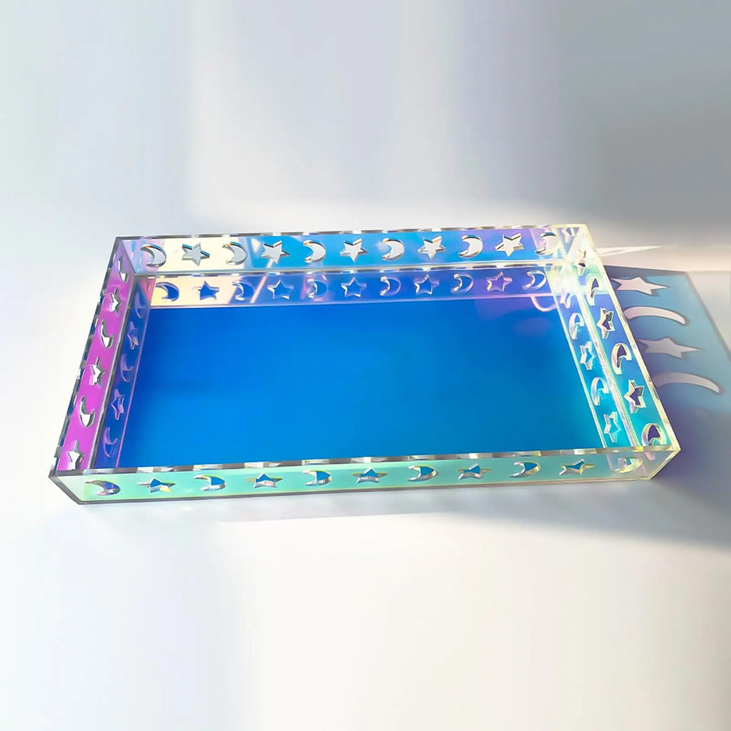 Iridescent Acrylic Vanity Tray – Makeup & Jewelry Organizer