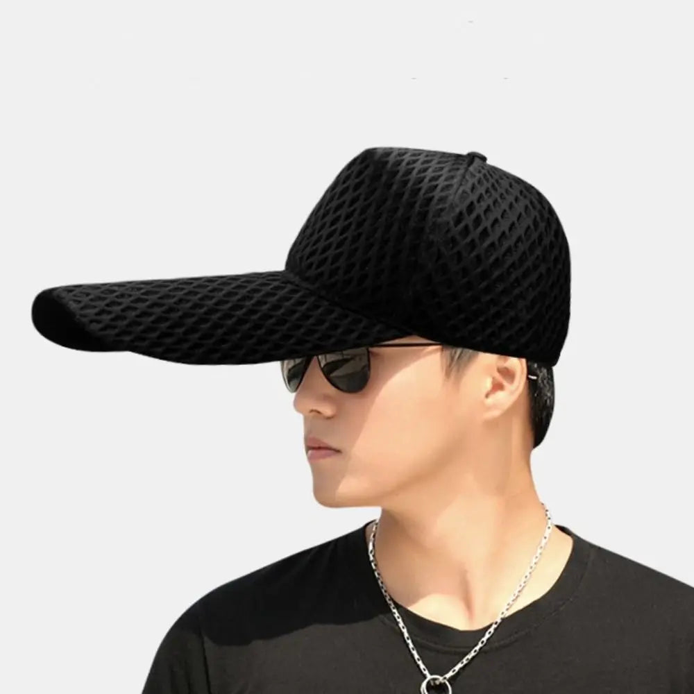 14cm Long Brim Oversized Trucker Cap – Mesh Sun Hat