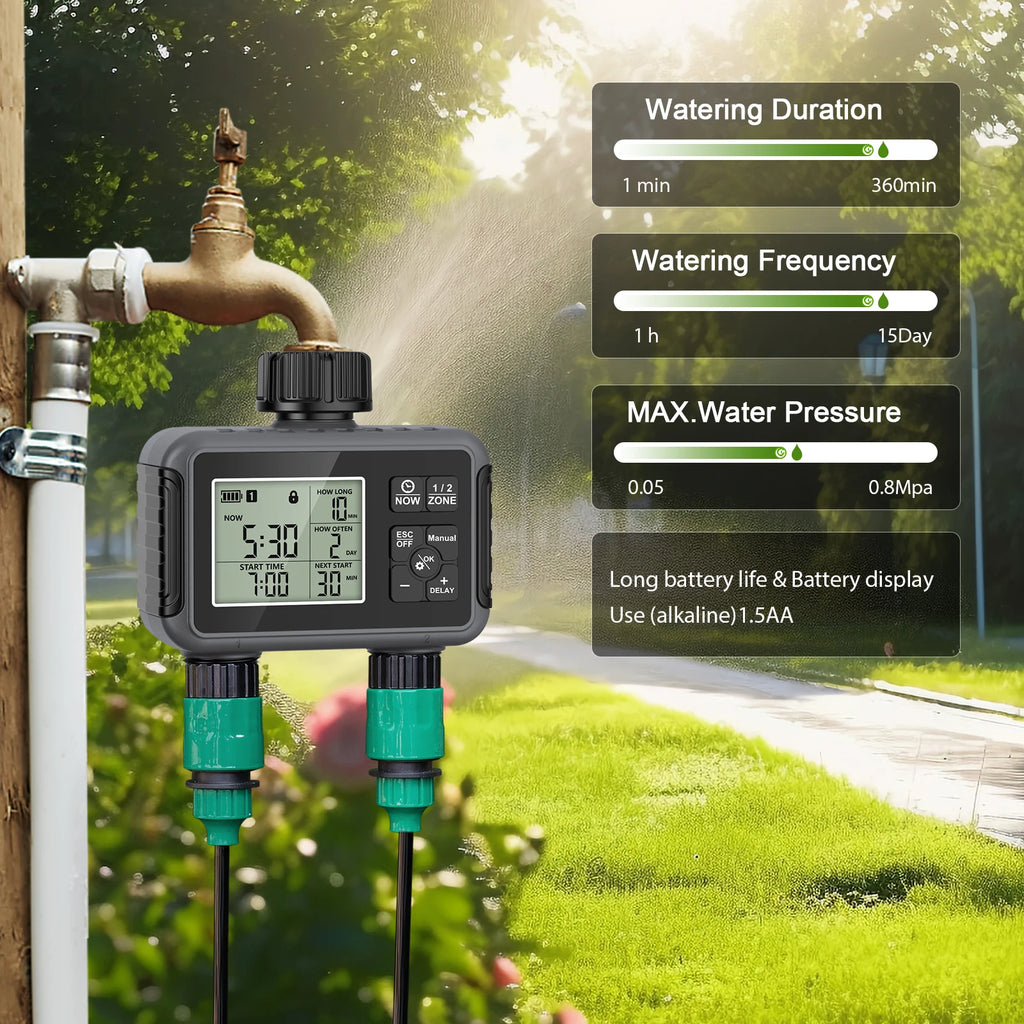 Dual Zone Smart Garden Watering Timer & Mist Cooling Kit