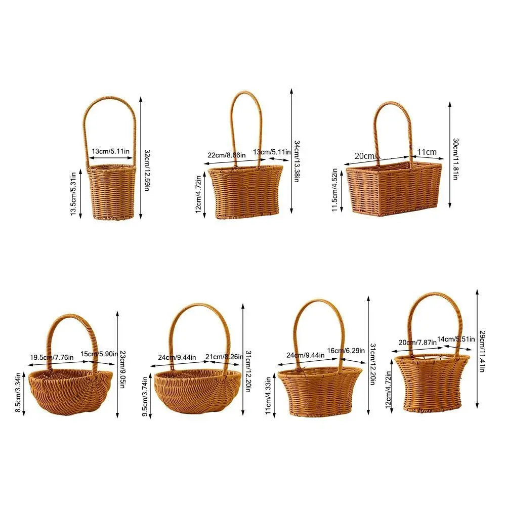 Imitation Rattan Woven Storage Basket with Handle – Brown