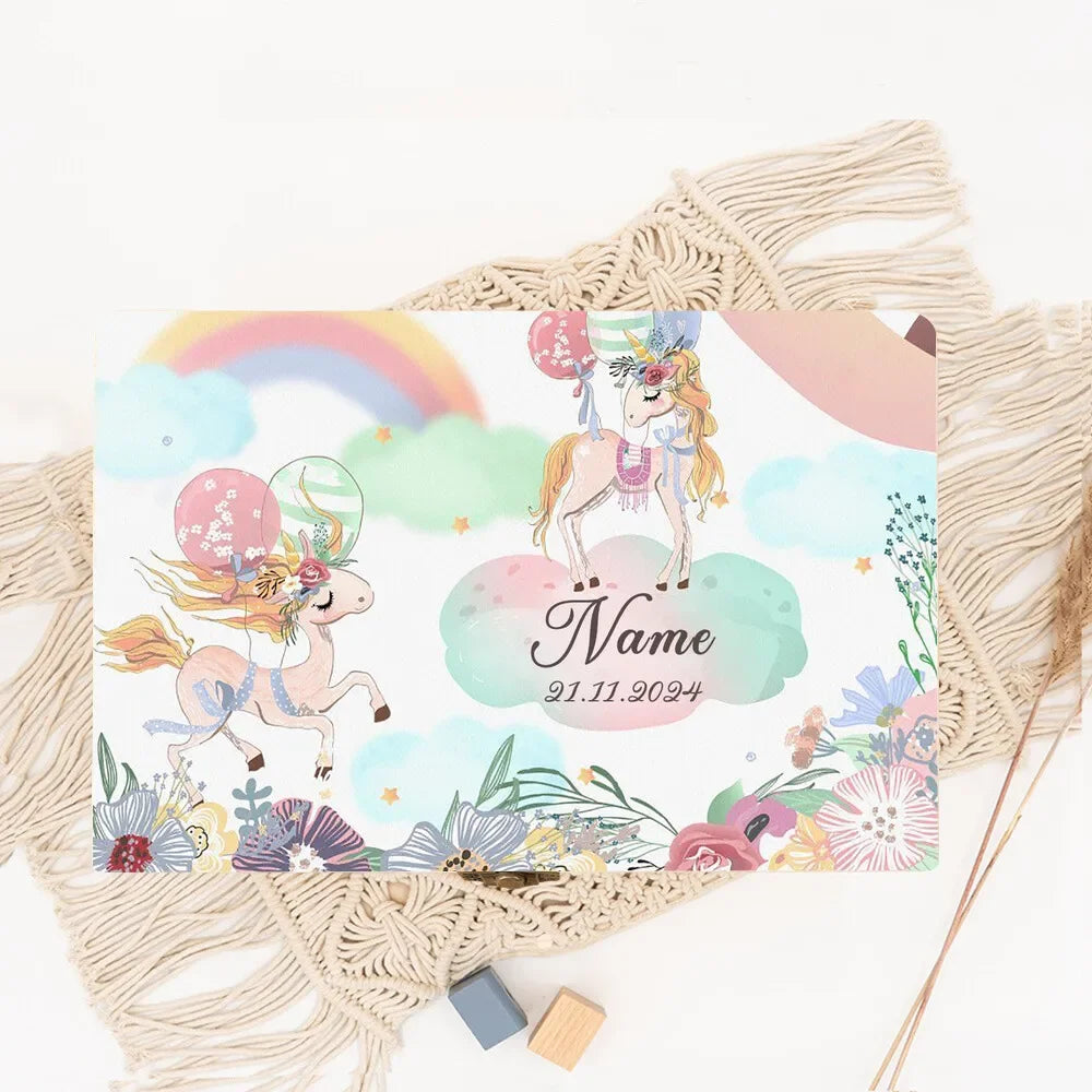 Personalized Unicorn Wooden Baby Memory Keepsake Box