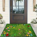 Floral Non-Slip Welcome Doormat – Green Multicolor Entry Rug