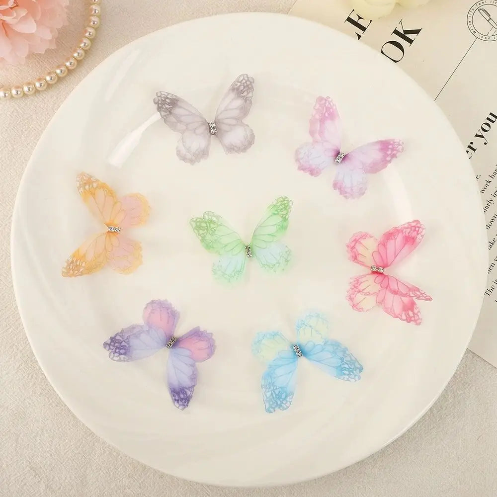 50Pcs 3D Organza Butterfly Appliques – Gradient Chiffon Patches