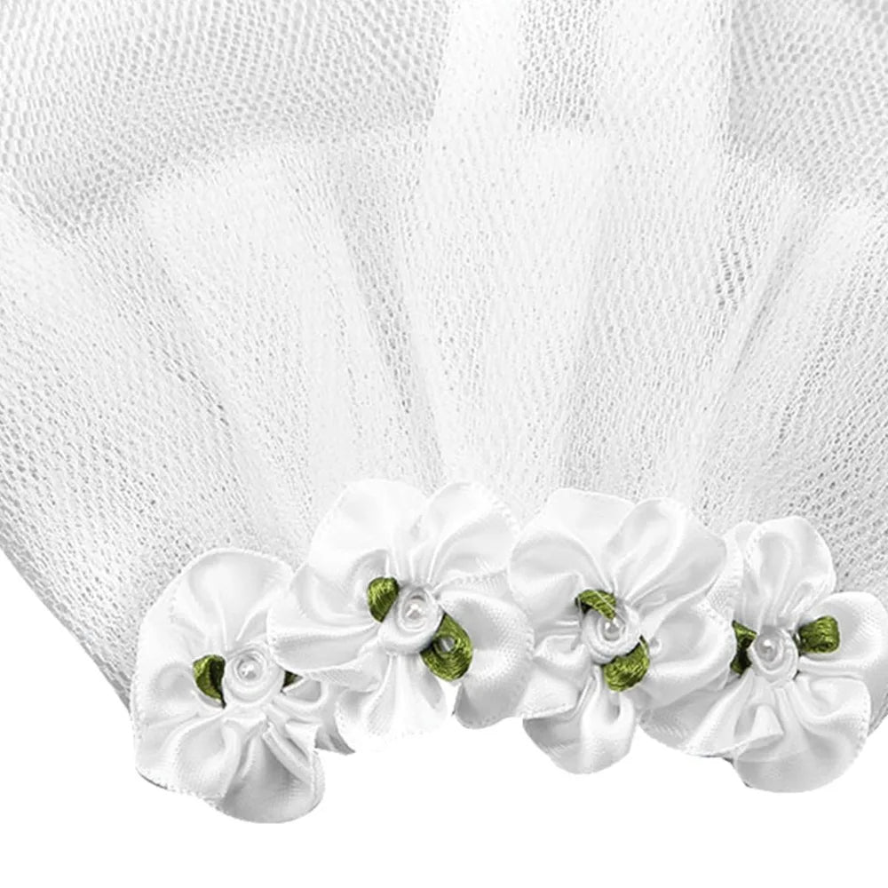 White Tulle Dog Bridal Veil – Soft Lace Floral Pet Headdress
