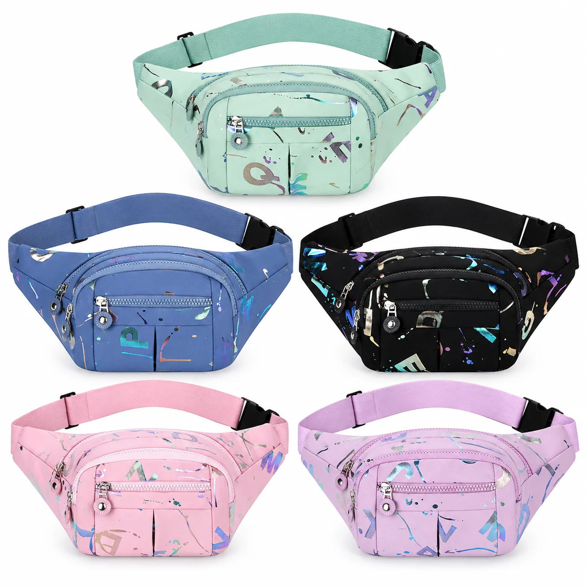 Women's Graffiti Print Multi-Pocket Crossbody Fanny Pack