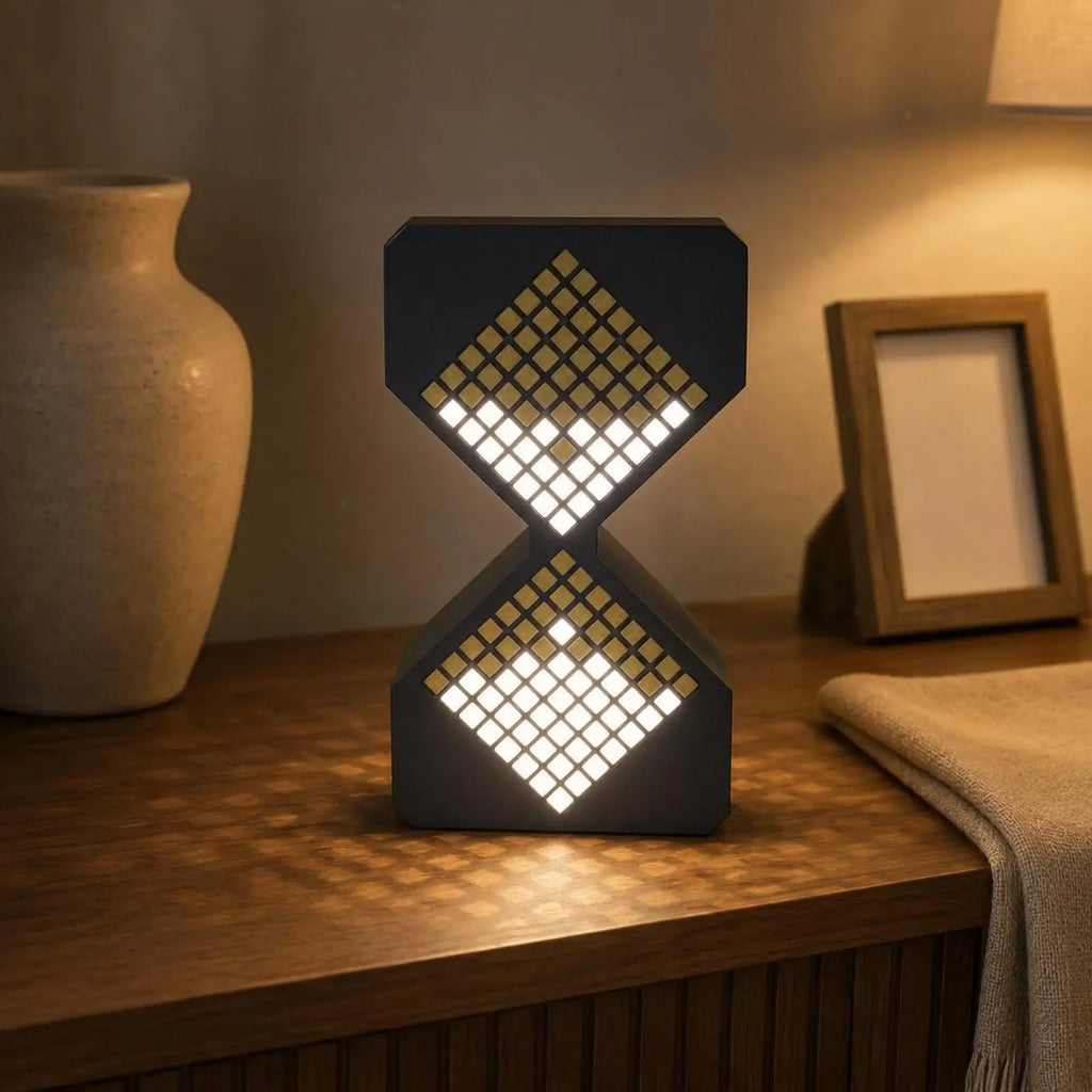 Pixel-Grid Hourglass LED Desk Lamp | Adjustable Timer Light