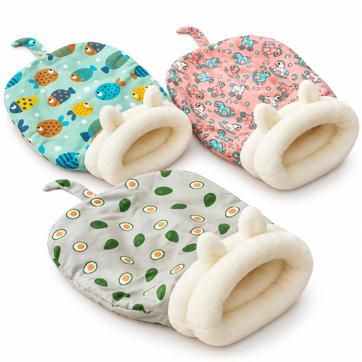 Warm Plush Cat Sleeping Bag – Cozy Cave Pet Bed with Ear Design