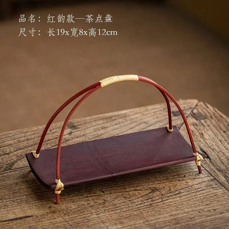Bamboo Tea Snack Serving Tray with Handle – Handmade