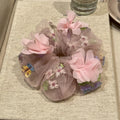 Flower Embroidery Netting Hair Bow – Ponytail & Headband