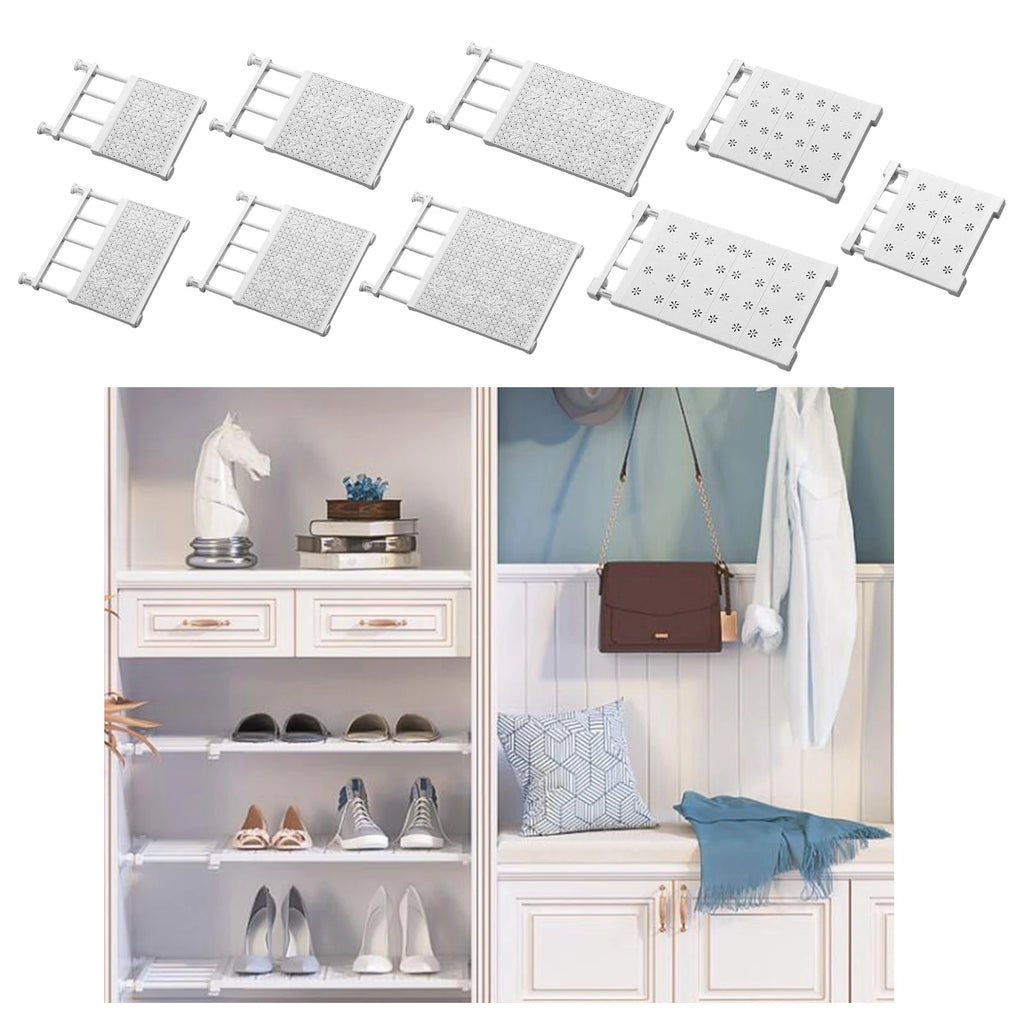 Extendable Closet Tension Shelf Rod & Storage Rack Organizer