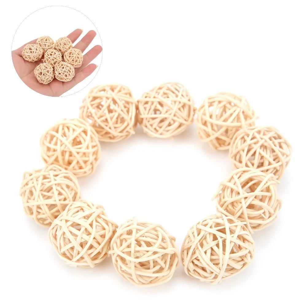10-Pack Natural Rattan Wicker Balls – Bird Chew Toys 3cm