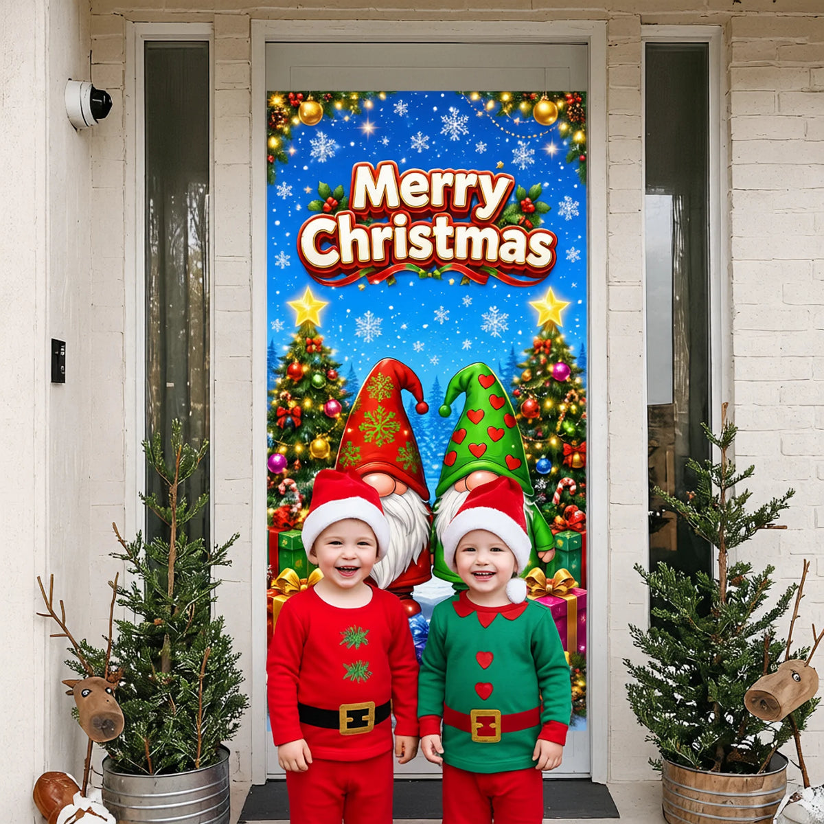 Merry Christmas Banner – Gnome & Snowflake Holiday Decor