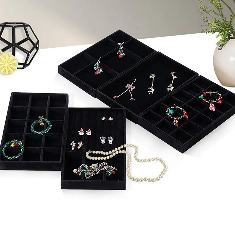 Stackable Velvet Jewelry Organizer Tray | Rings, Earrings & More