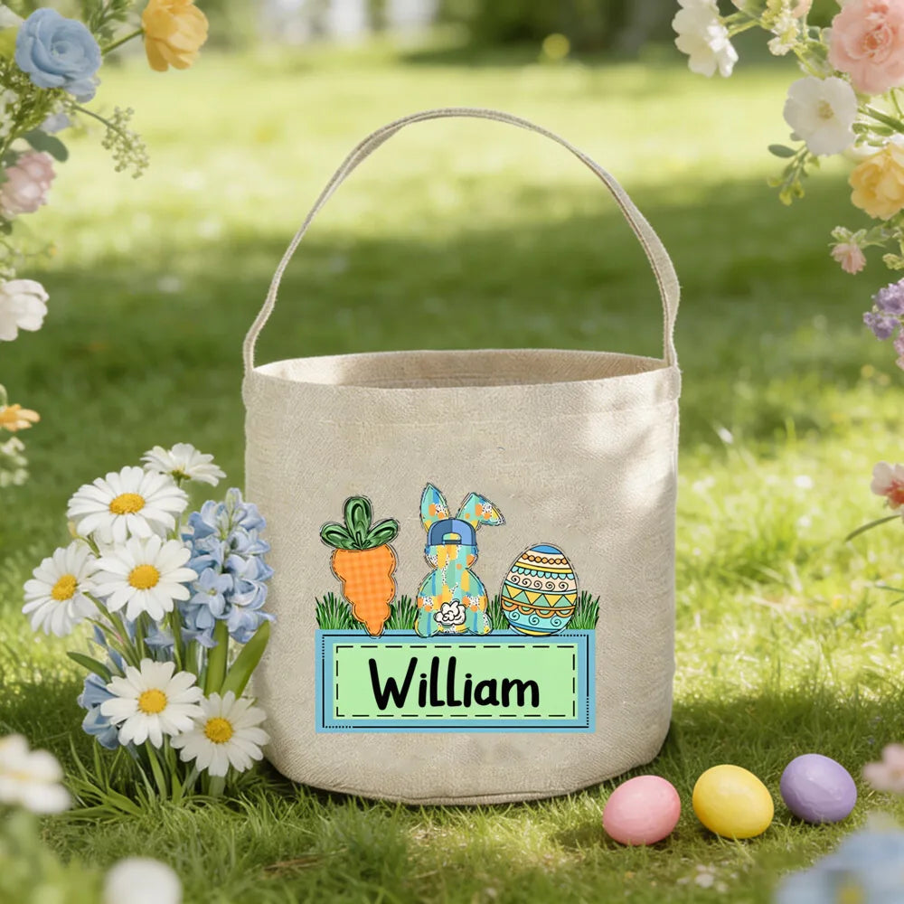 Personalized Kids Easter Bunny Bag – Custom Name Gift Basket