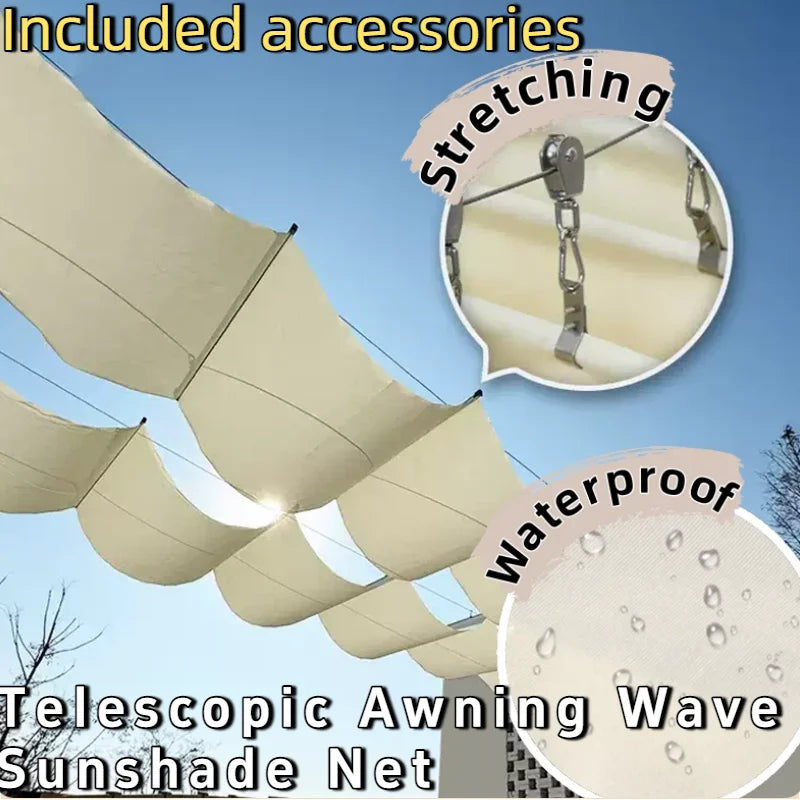 Retractable Wave Sunshade Canopy – Waterproof UV Block