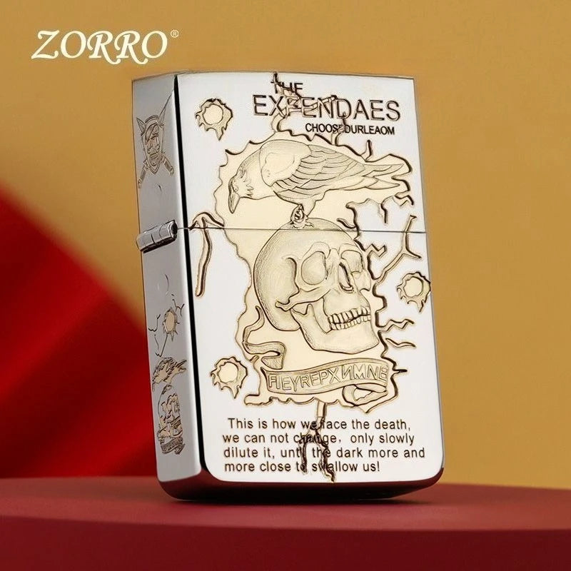 ZORRO Brass Windproof Refillable Kerosene Lighter | Mirror Carved
