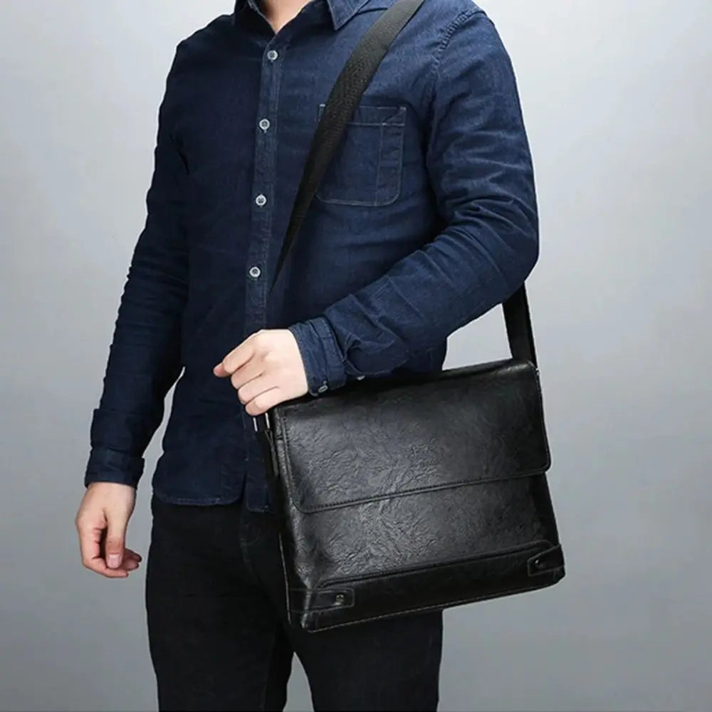 Retro Men's Waterproof PU Leather Laptop Messenger Briefcase