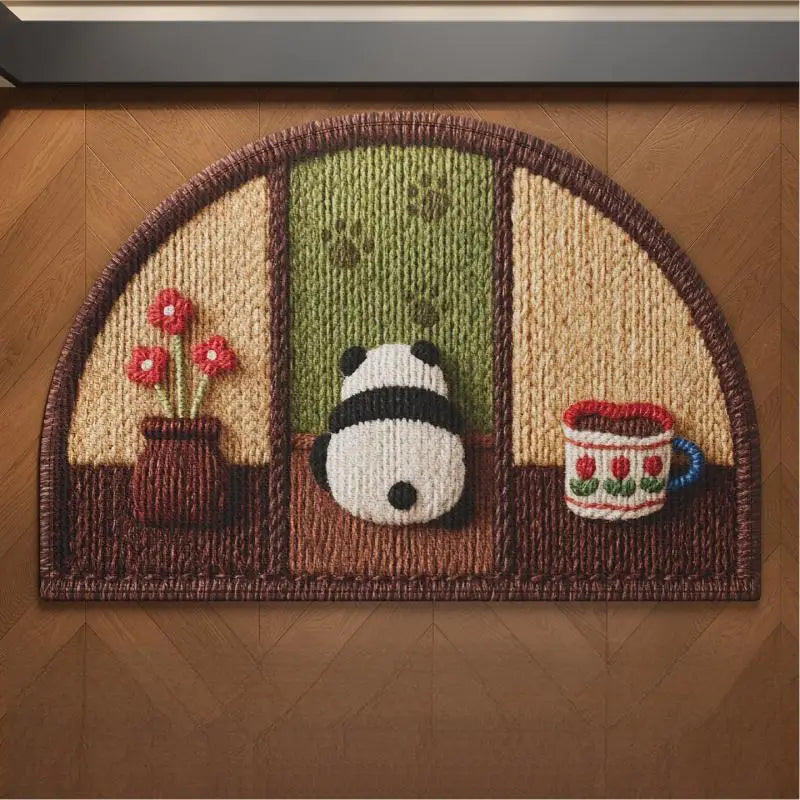Semi-Circular Anti-Slip Bathroom Floor Mat | Knit Animal Style