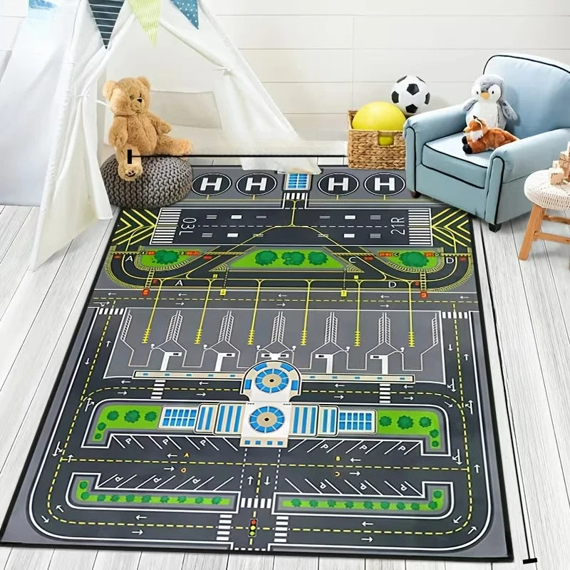 Airplane Pattern Non-Slip Floor Mat – Kids Room Area Rug