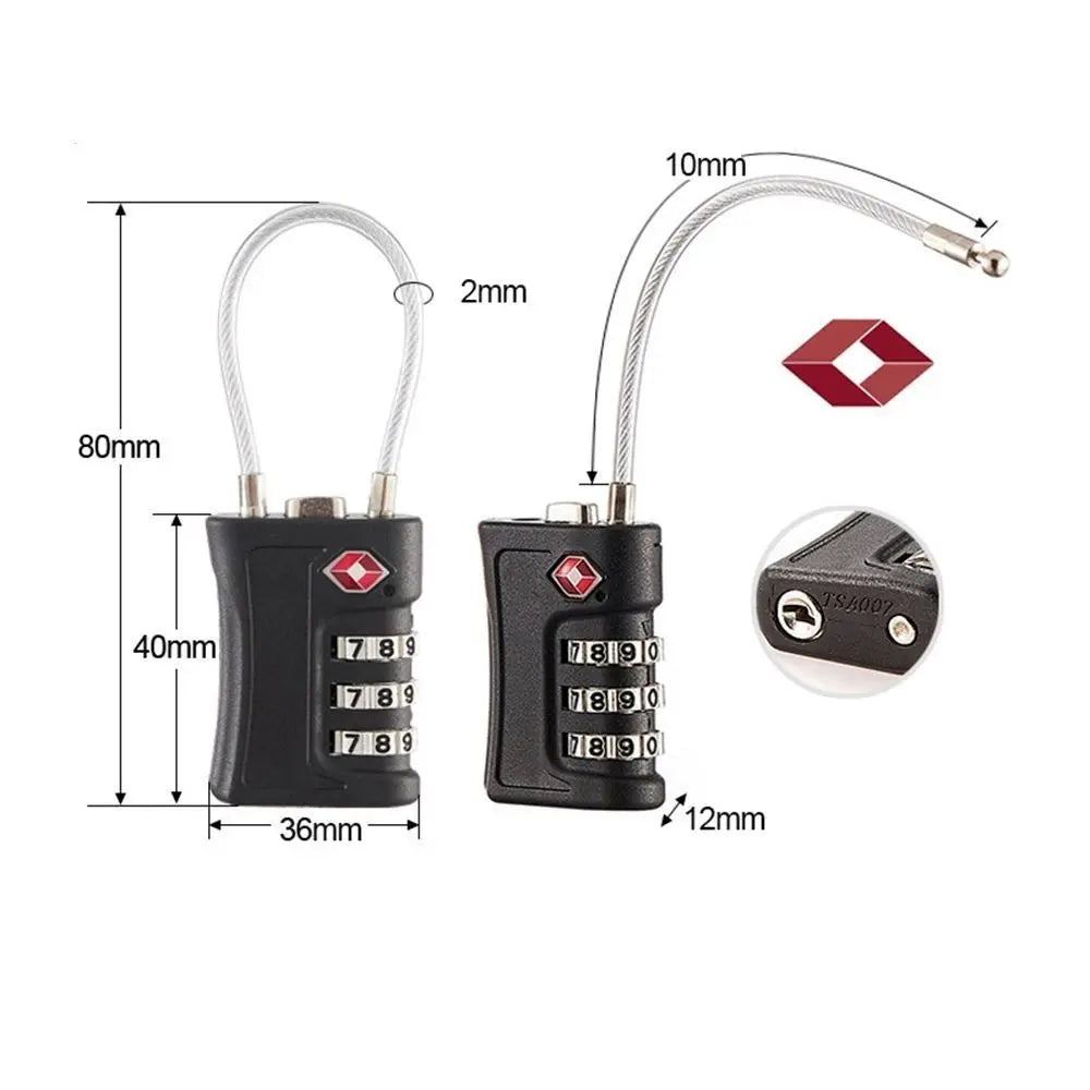 TSA 3-Digit Combination Padlock – Luggage Travel Lock
