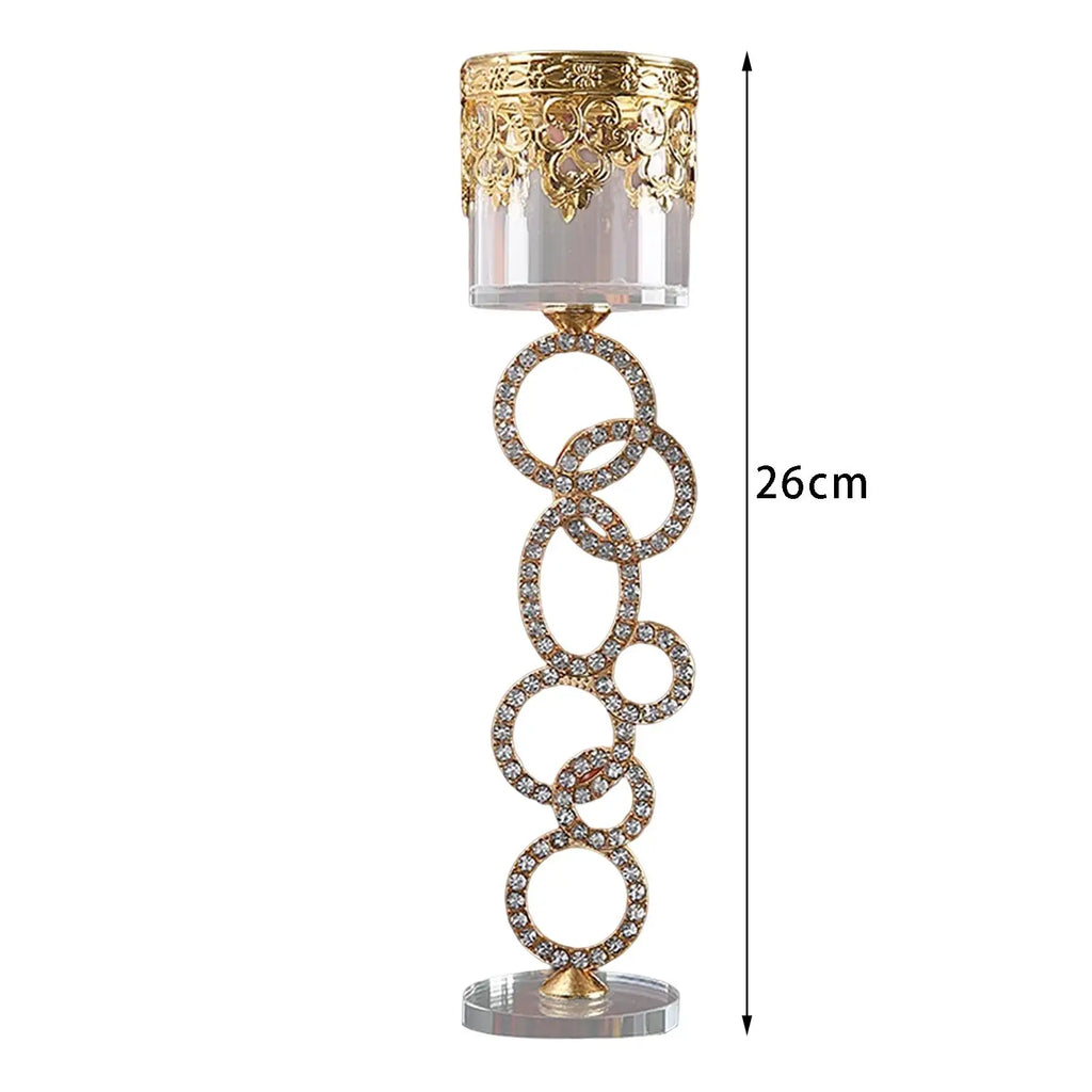 Golden Crystal Glass Candle Holder | Wedding Table Centerpiece