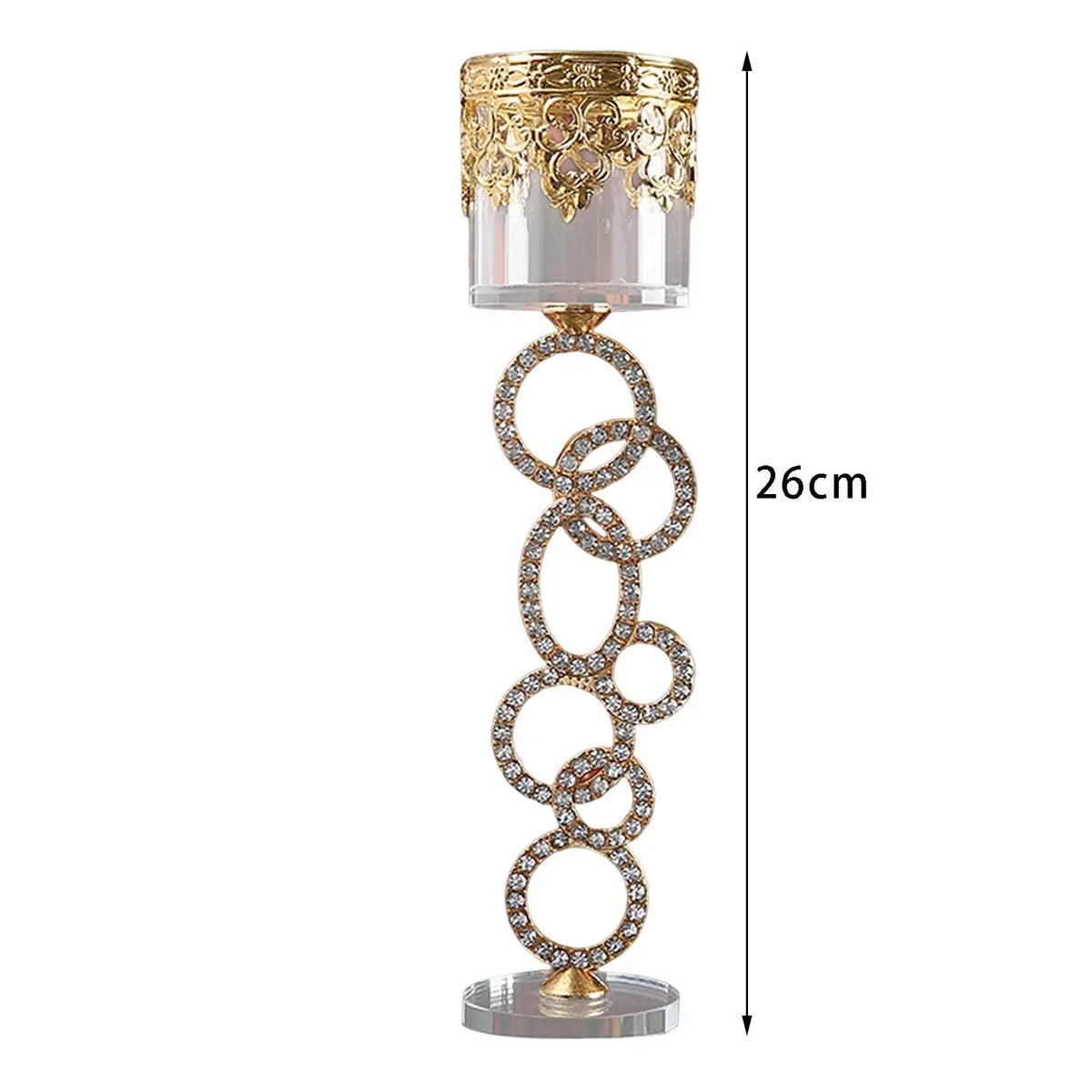 Golden Crystal Glass Candle Holder | Wedding Table Centerpiece