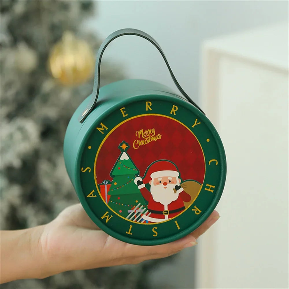 Christmas Gift Bucket Box – Festive Cardboard Box with Handle