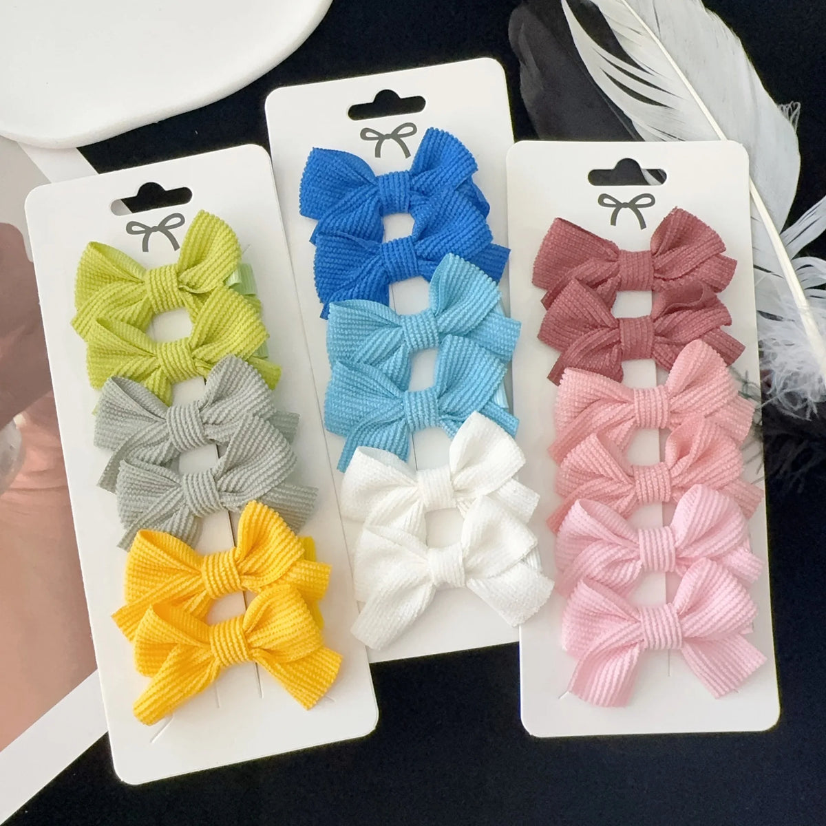 Baby Girls Cartoon Hair Bow Clips – 72-Piece Waffle Fabric Set