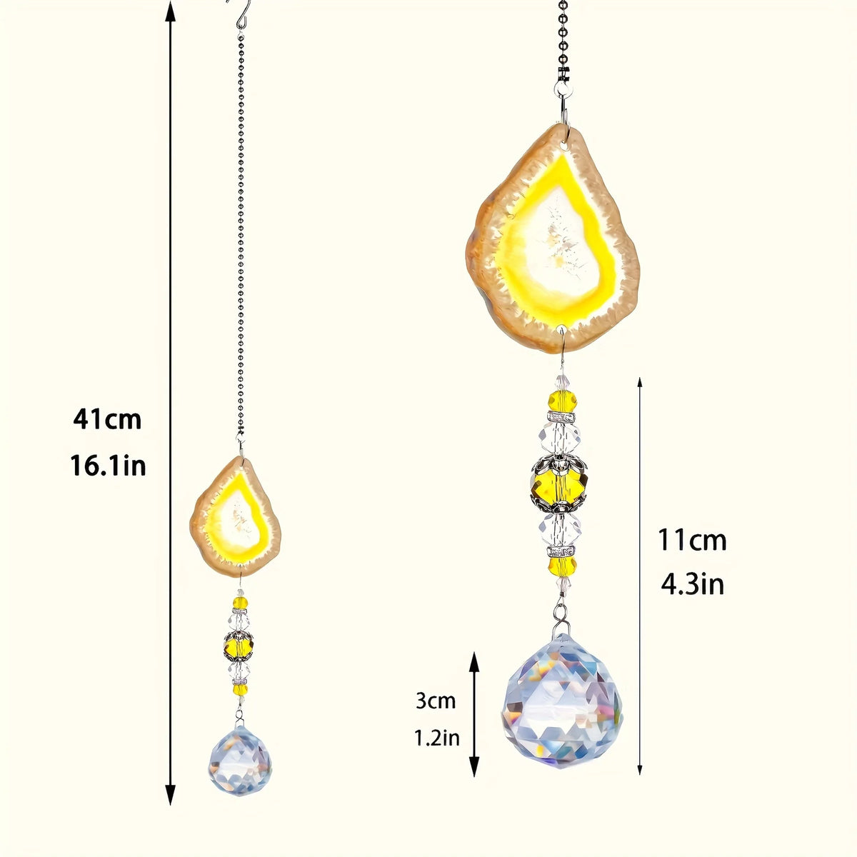 Agate Suncatcher with 30mm Crystal Ball | Geode Window Ornament