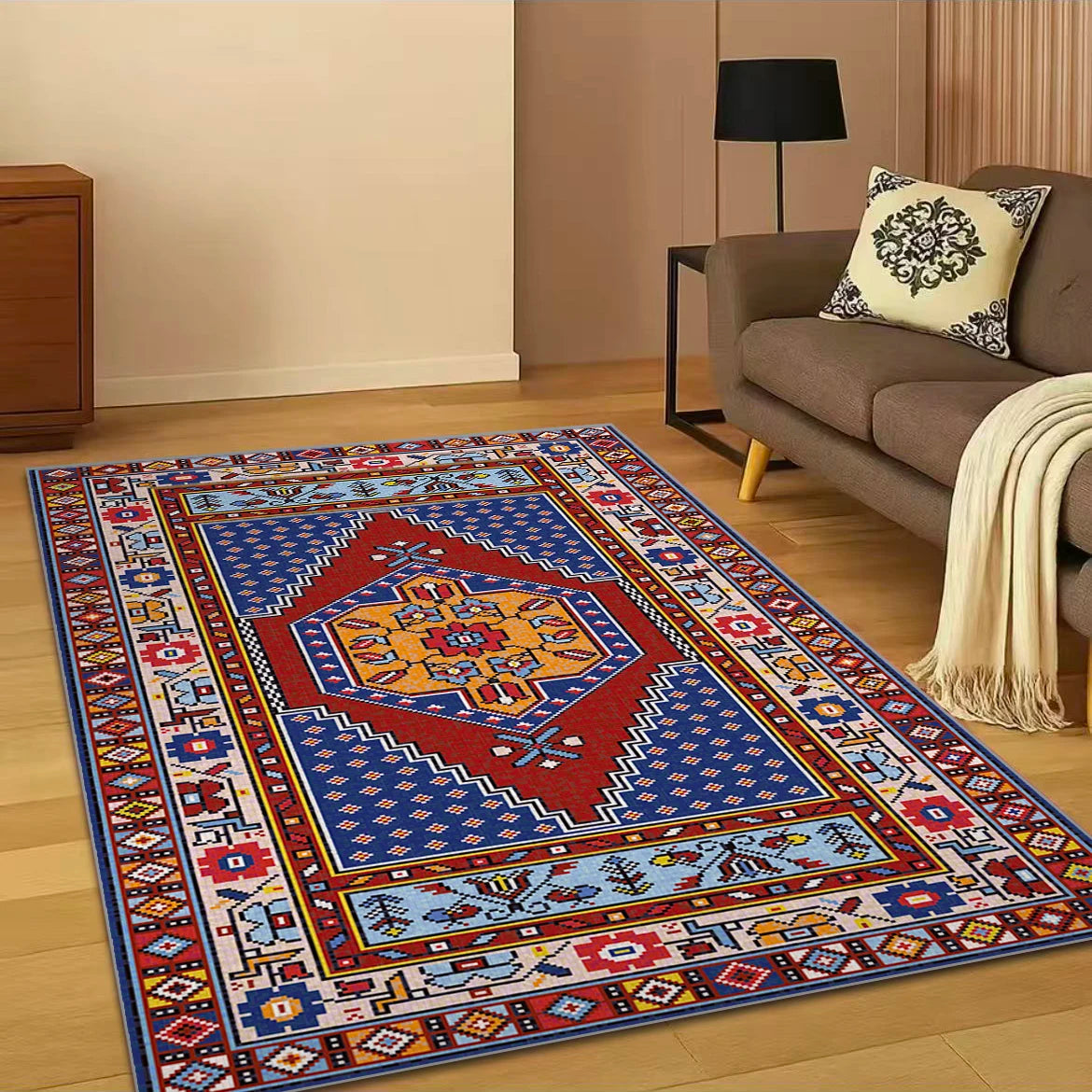 VIKAMA Moroccan Persian Area Rug – Non-Slip Floor Mat