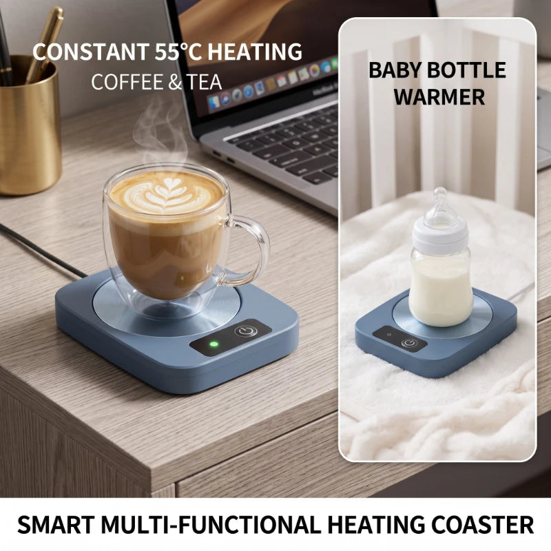 55°C Smart Mug Warmer Coaster – Coffee, Tea & Milk Heater