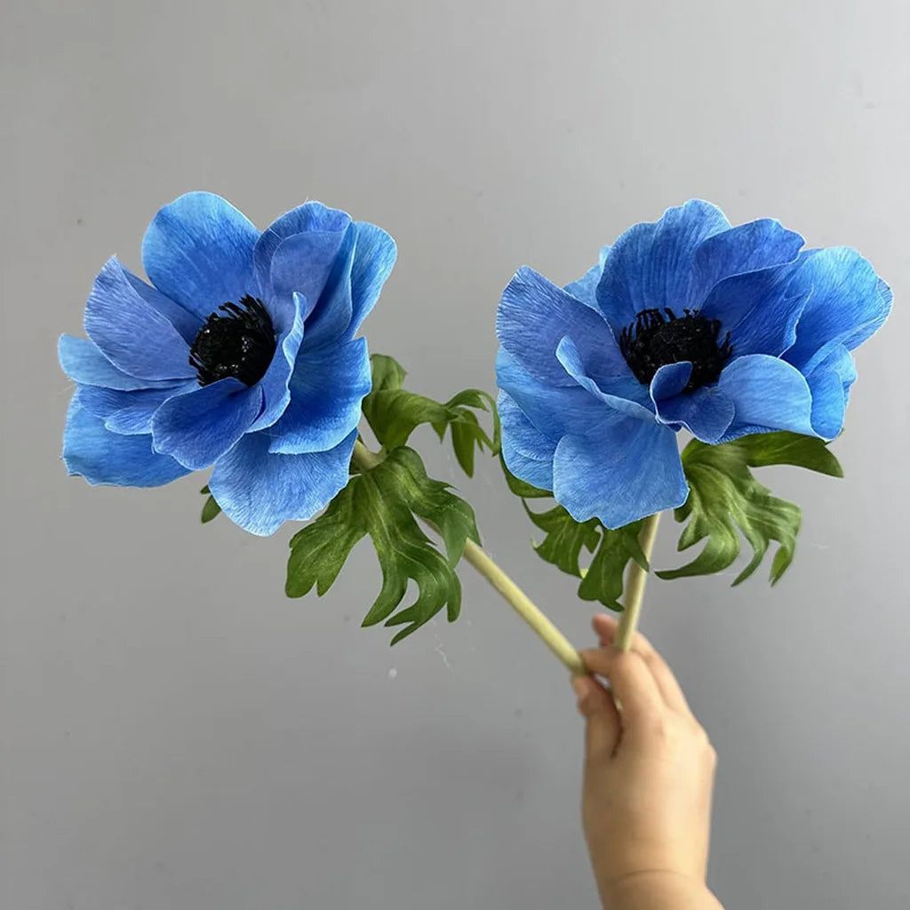 Single Stem Artificial Anemone Silk Flower – Multi-Color