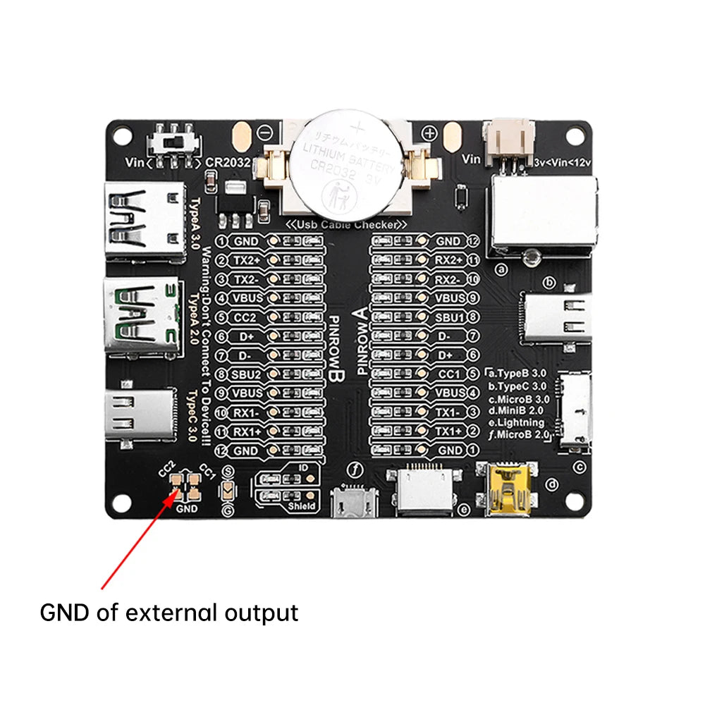 USB Cable Tester Board – Type-C, Micro & Lightning LED Tester