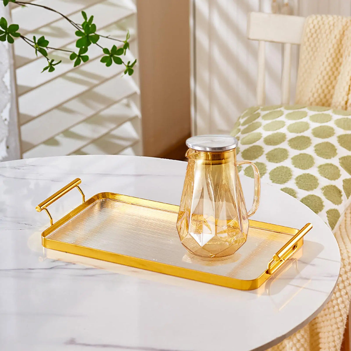Luxury Metal Decorative Serving Tray with Handles | Kesoto