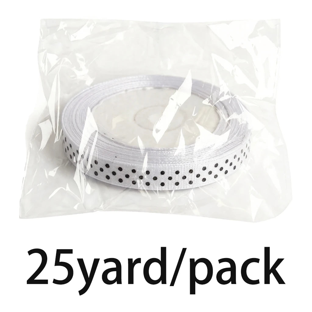 25 Yards Polka Dot Satin Ribbon 10mm – Gift Wrap & Crafts