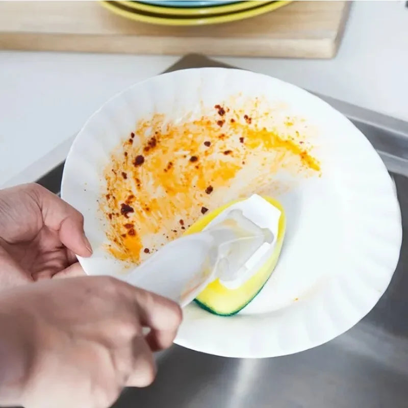 Refillable Soap Dispenser Dish Brush – Kitchen Sponge Scrubber