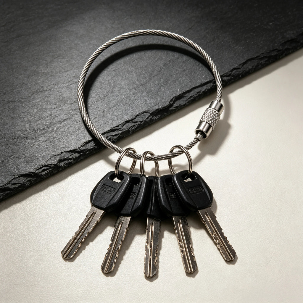 Stainless Steel Wire Keychain Cable Ring with Screw Lock