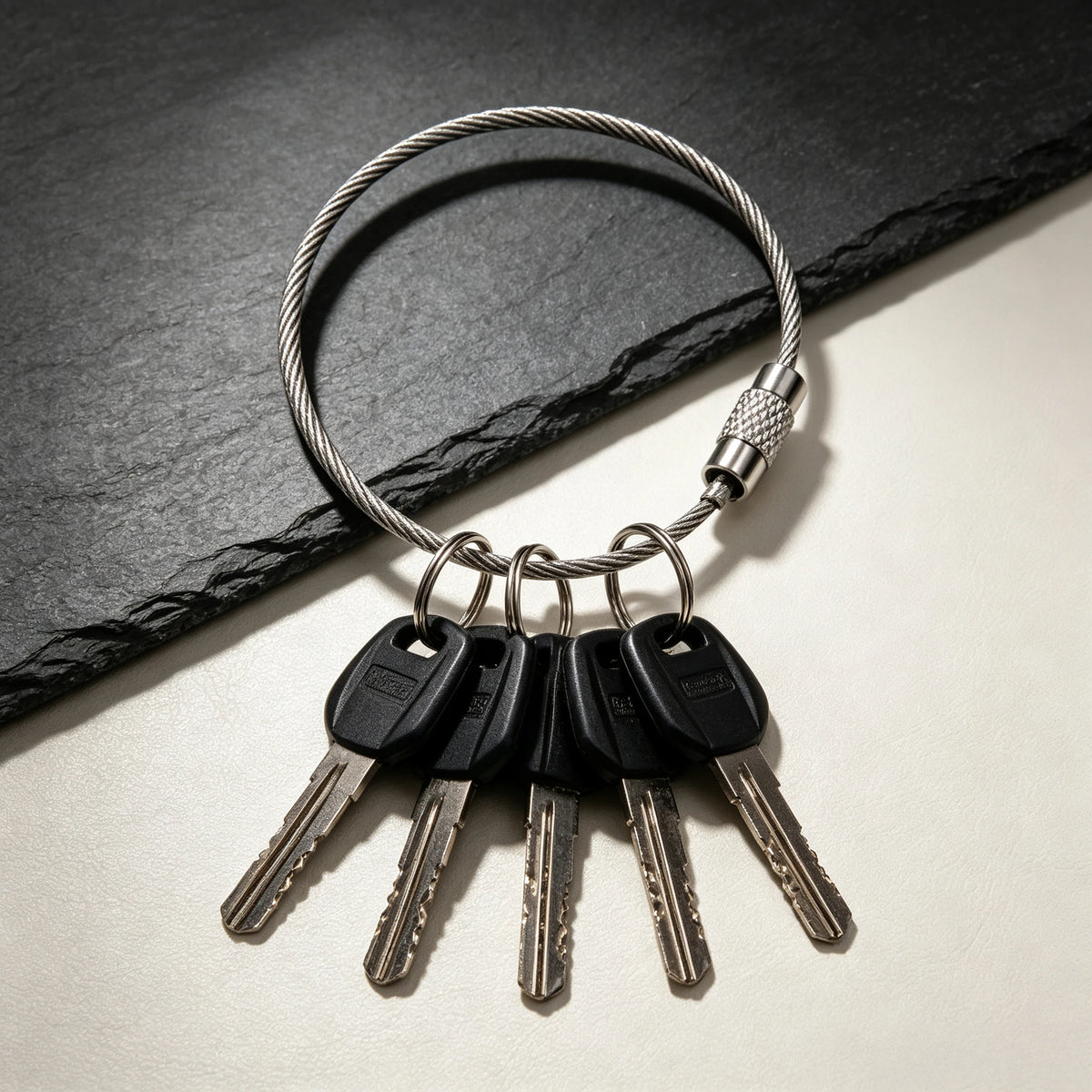Stainless Steel Wire Keychain Cable Ring with Screw Lock