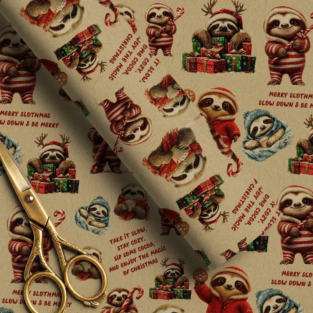 Christmas Wrapping Paper Roll 5M – 4 Festive Kraft Designs